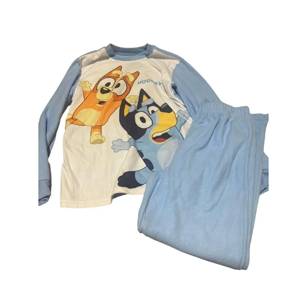 Bluey pajamas 10/12 fleece 100 polyester flame retardant worn once like new euc